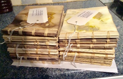 Hand bound leather books